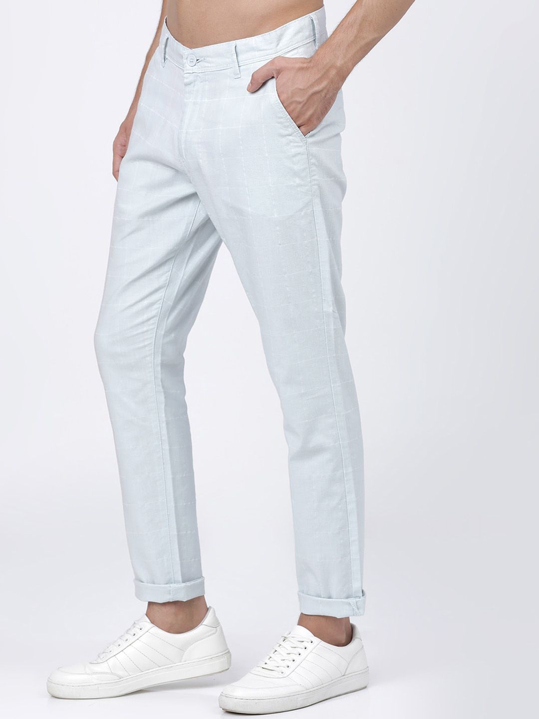 HIGHLANDER Men Blue Slim Fit Chinos Trousers