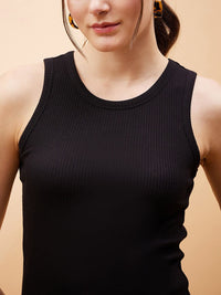 SASSAFRAS BASICS Black Cotton Tank Top