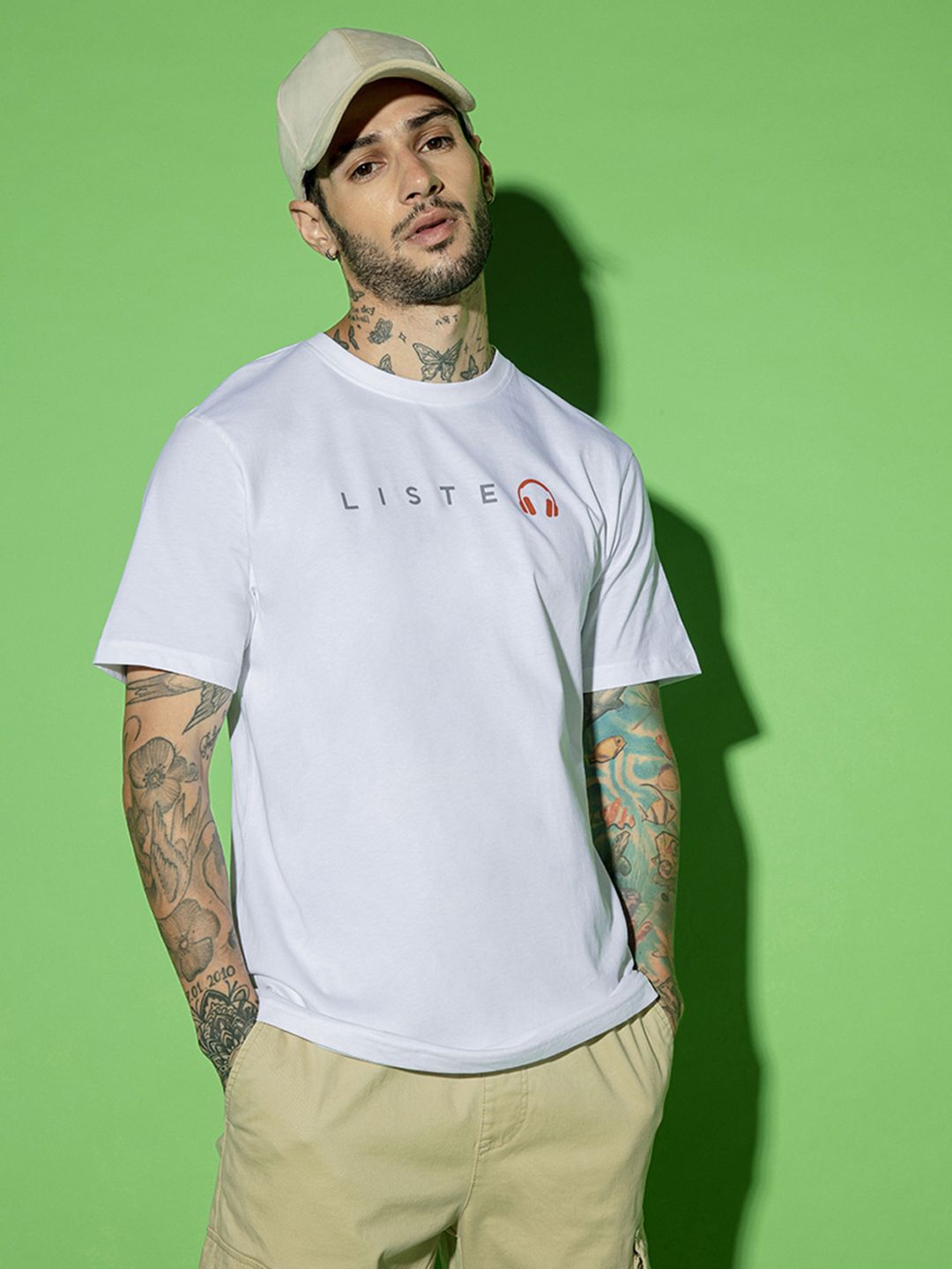 Bewakoof Men White Typography Printed Pure Cotton T-shirt