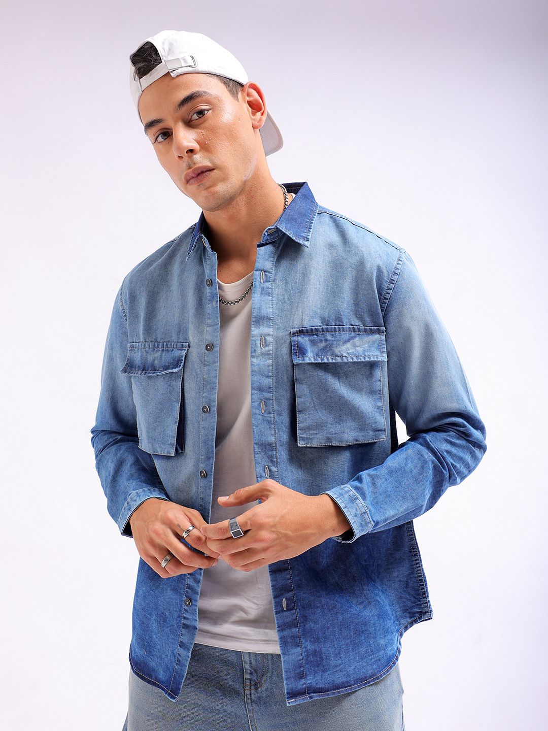 The Indian Garage Co Faded Spread Collar Long Sleeves Casual Shirt