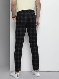 The Indian Garage Co Men Black Checked Slim Fit Trousers