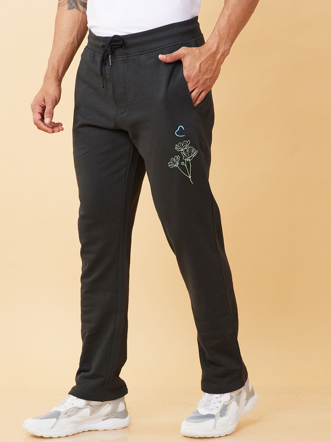 Being Human Men Mid Rise Placement Print Track Pants