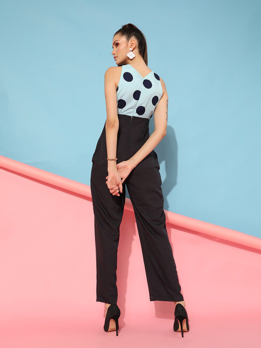 STREET 9 Women Turquoise Blue & Navy Printed Jumpsuit