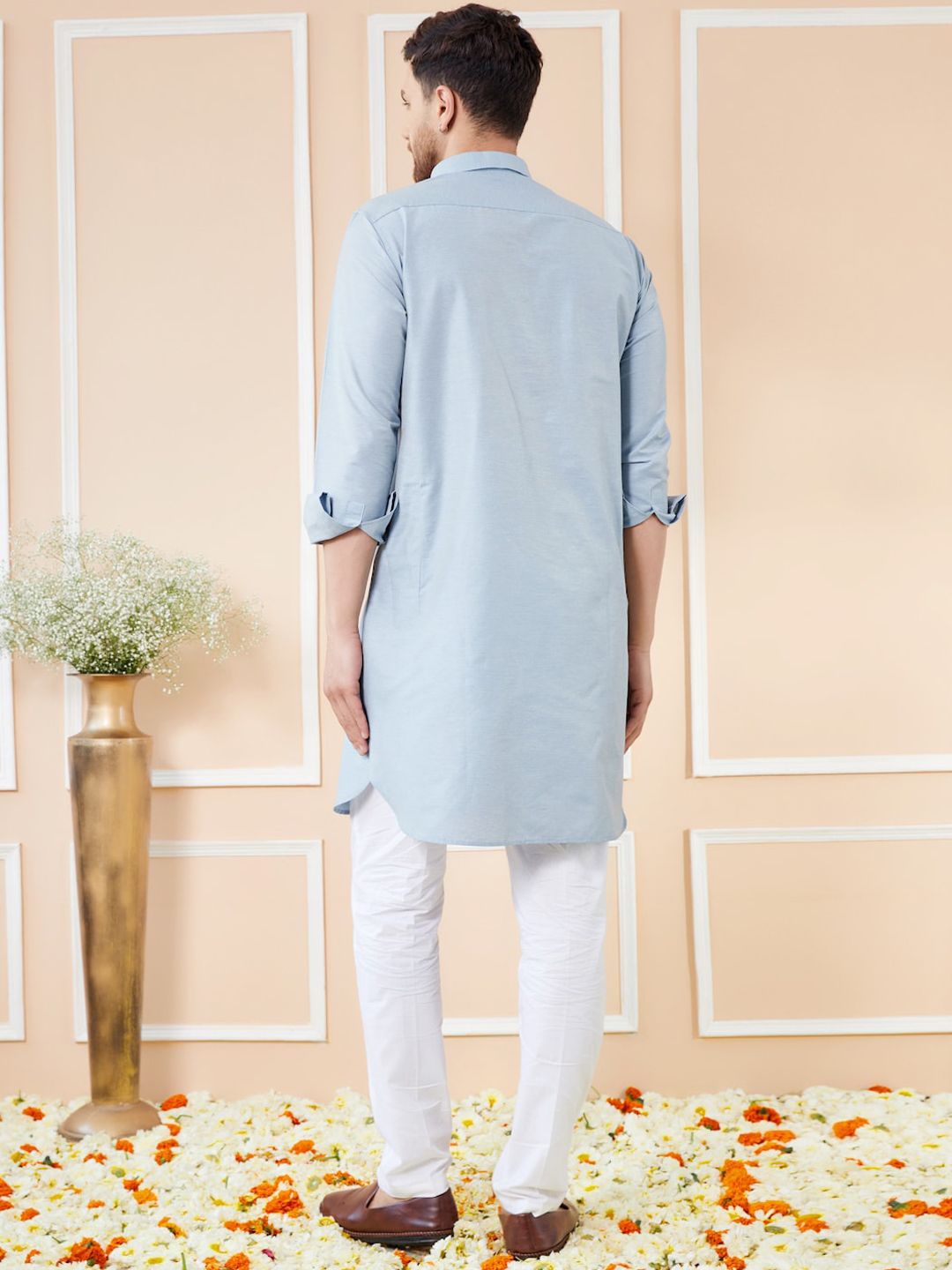 See Designs Shirt Collar Long Sleeves Cotton Pathani Kurta