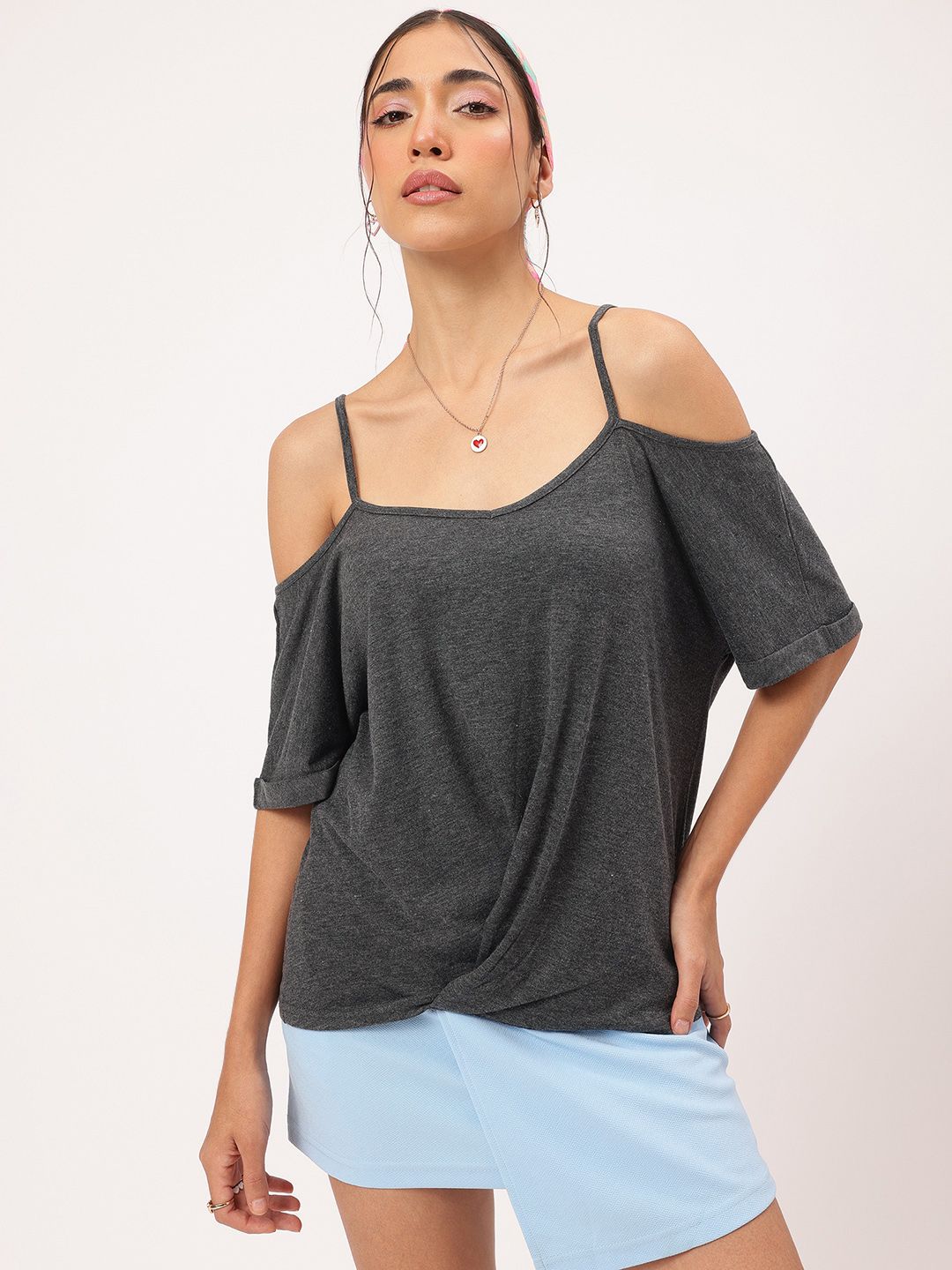 DressBerry Effortless Ease Cold-Shoulder Edition Top