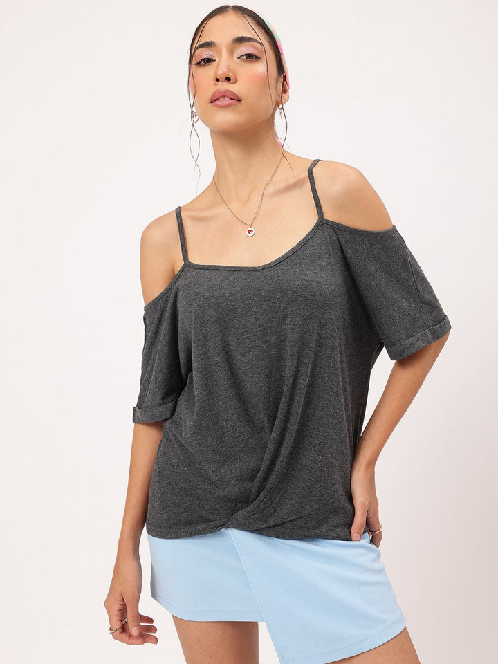 DressBerry Effortless Ease Cold-Shoulder Edition Top