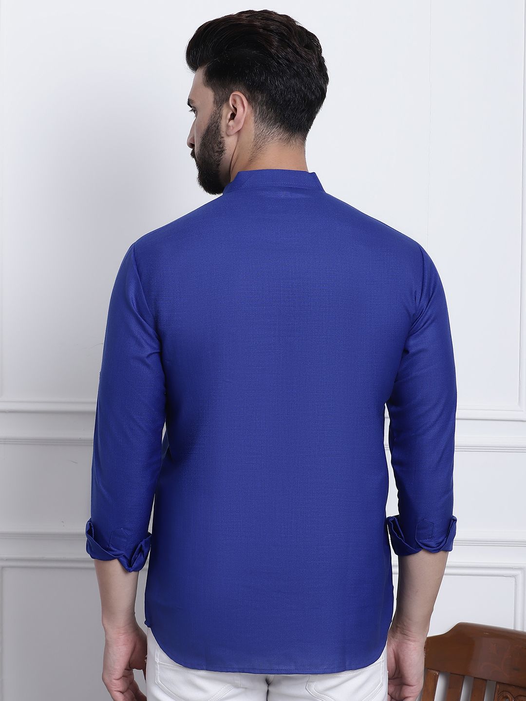 SOJANYA Lelaki Biru Solid Kurta Lurus