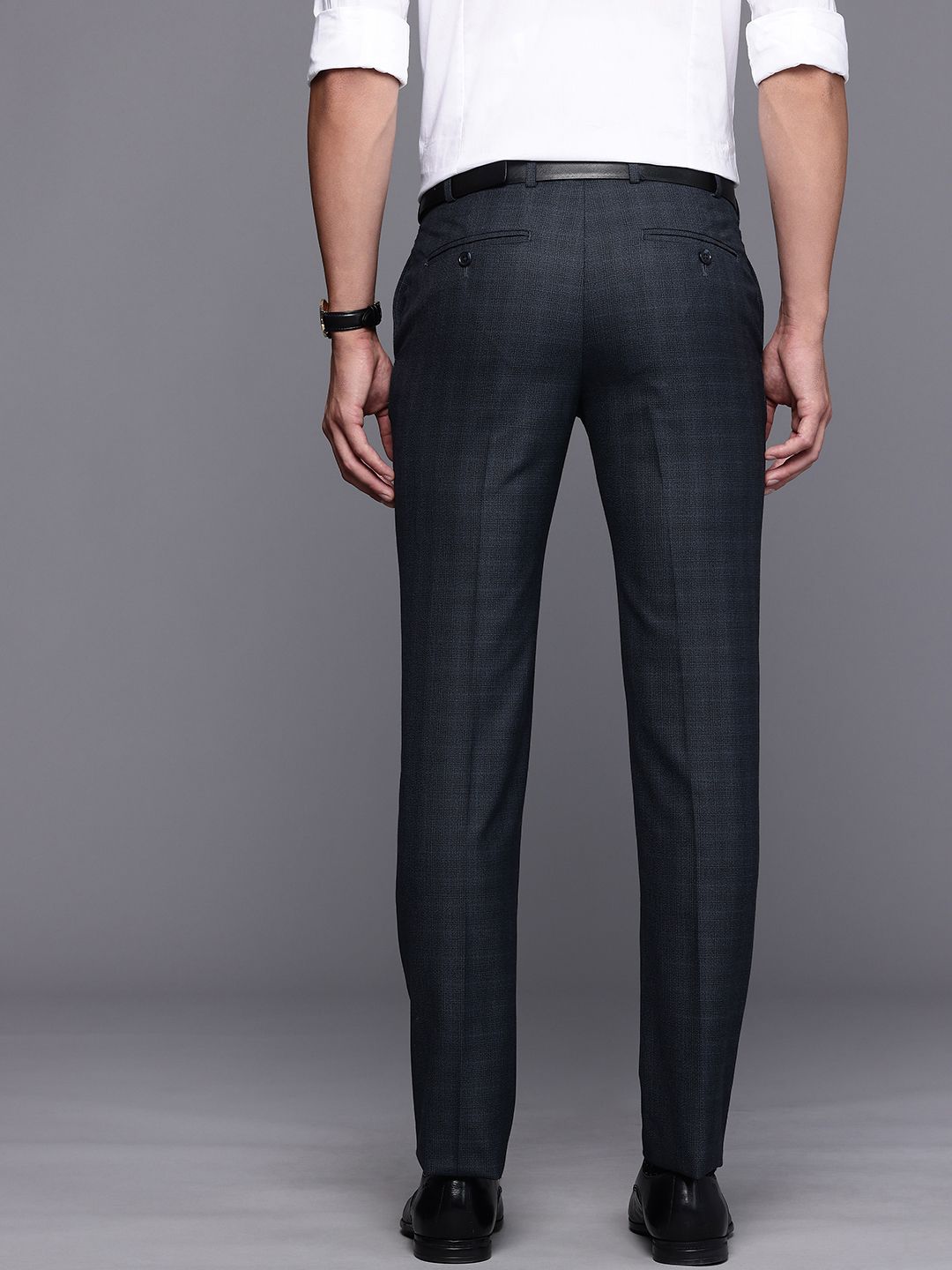 Raymond Men Checked Slim Fit Formal Trousers