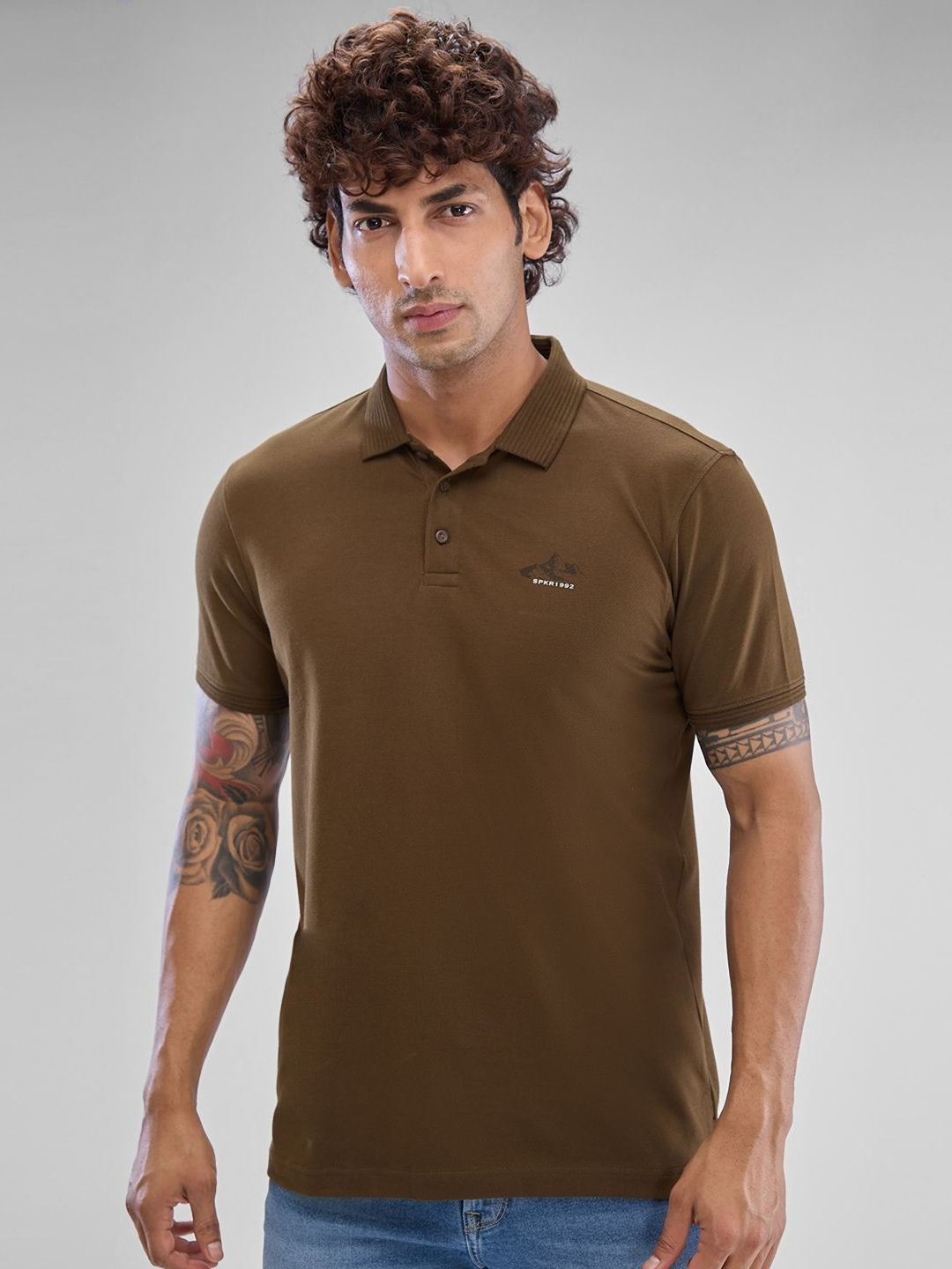 SPYKAR Men Polo Collar Solid Slim Fit T-shirt