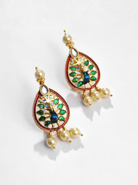 SOHI Gold-Plated White & Maroon Kundan-Studded & Pearl Beaded Jewellery Set