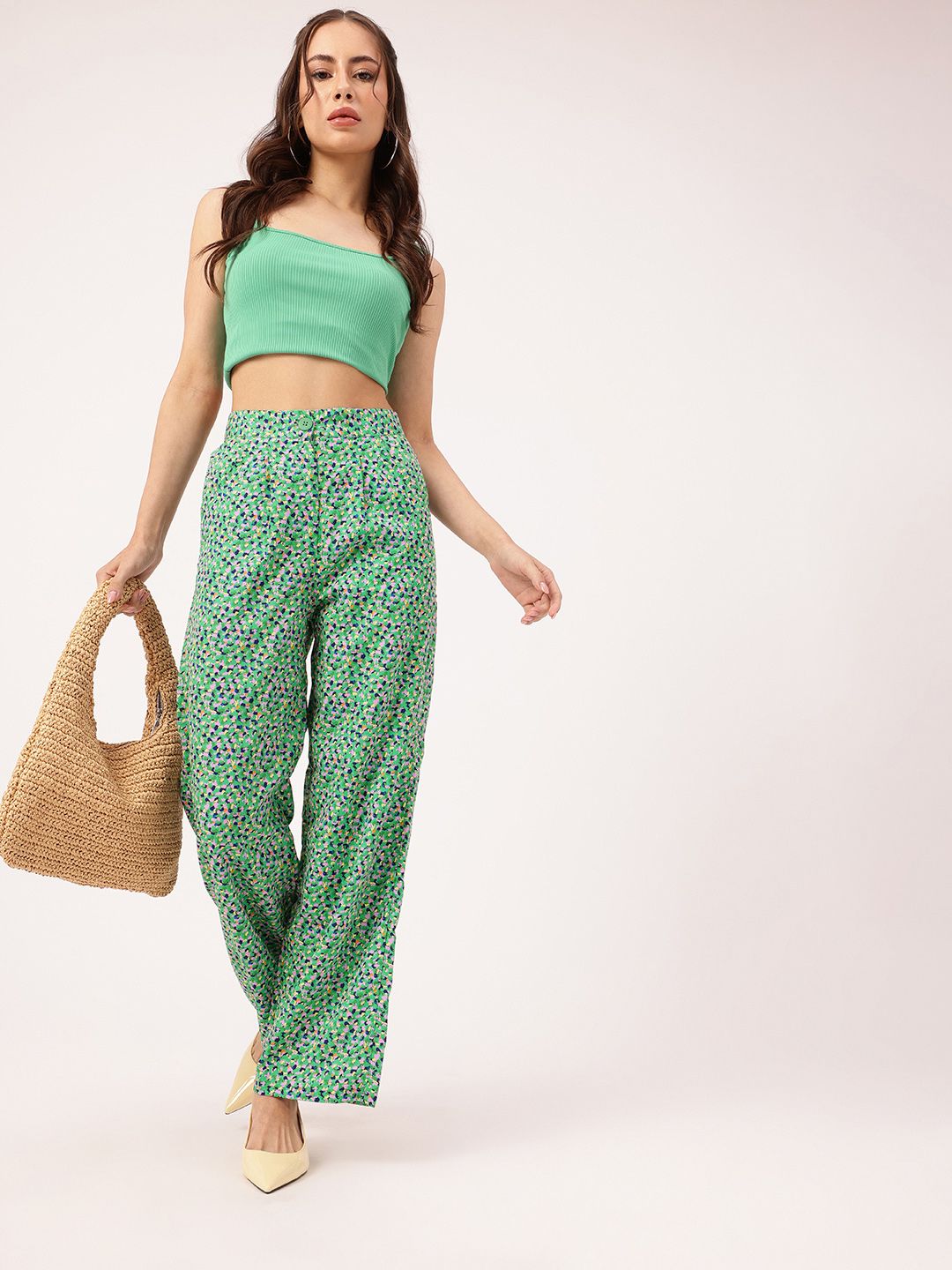DressBerry Women Dainty Ditsy Wide Leg Trousers