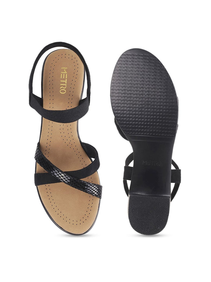 Metro Women Black Block Sandals