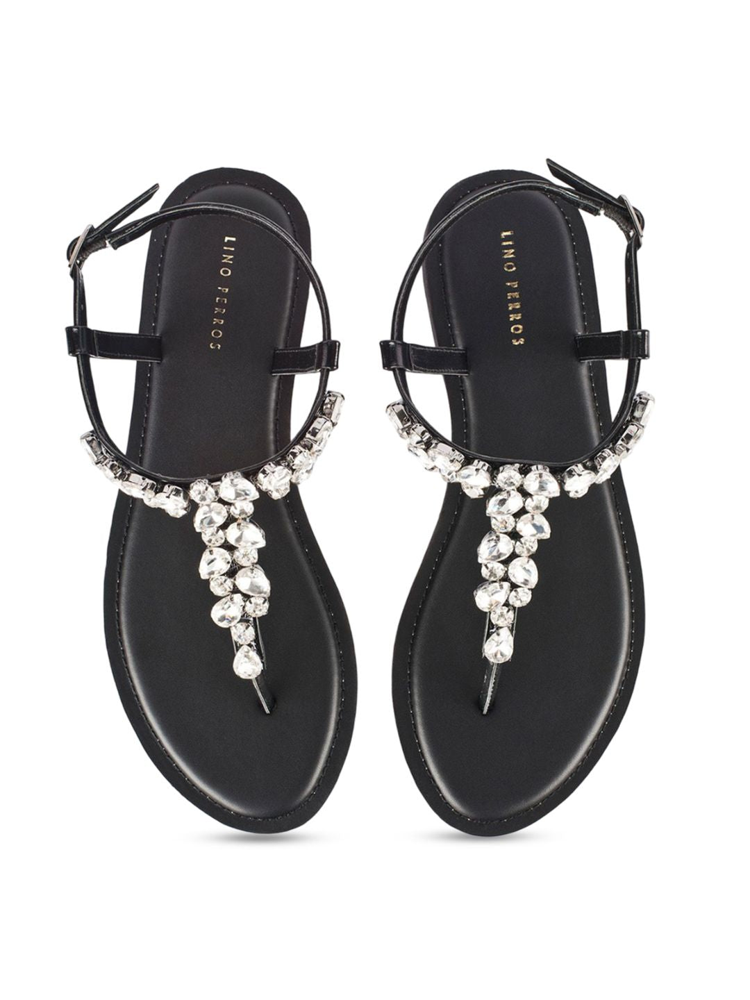 Lino Perros Women Embellished Open Toe T-Strap Flats
