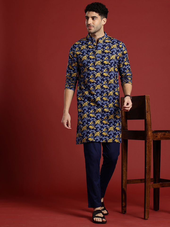 Anouk Floral Printed Regular Pure Cotton Kurta With Trousers