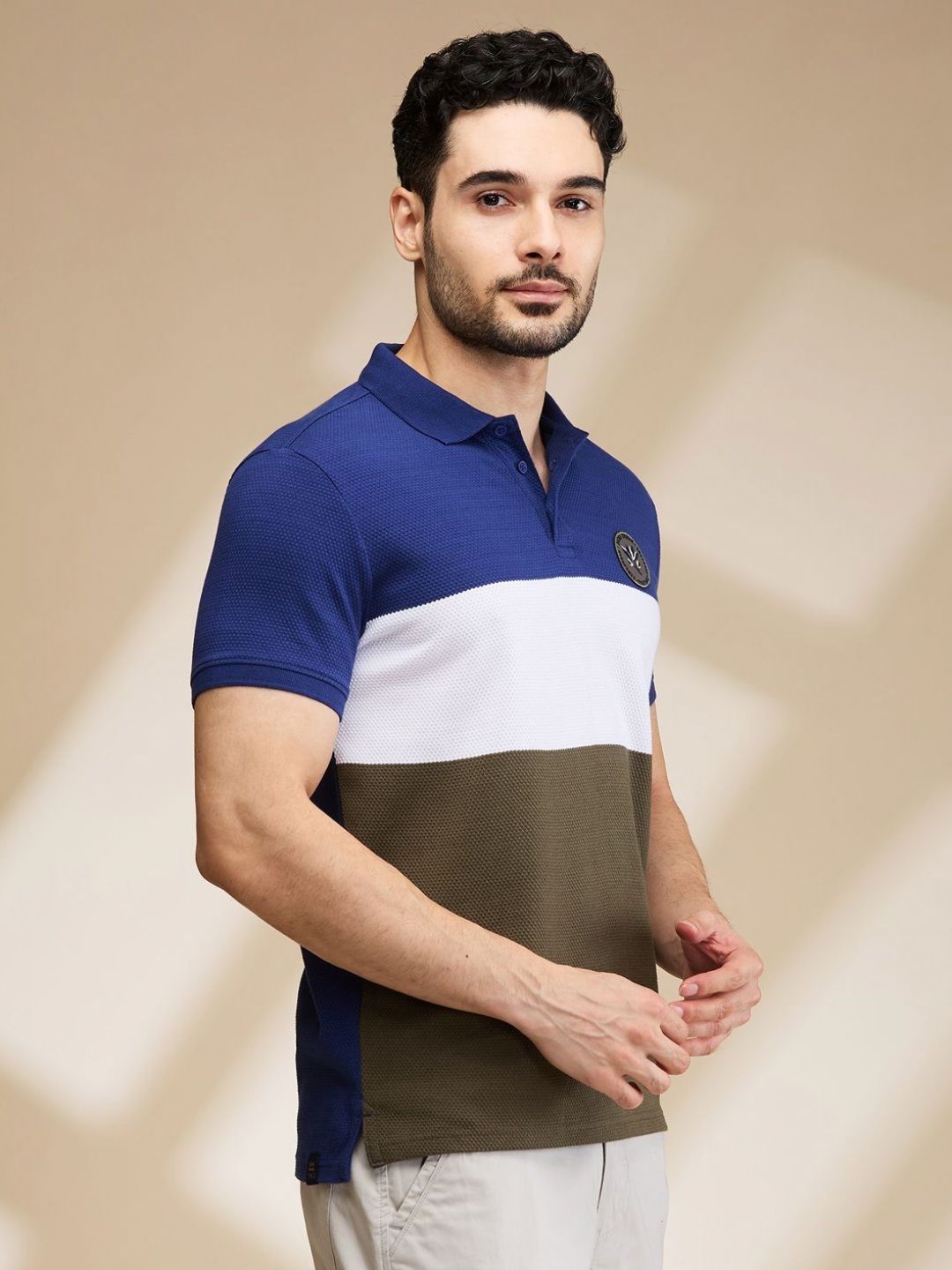 Being Human Men Colourblocked Polo Collar T-shirt