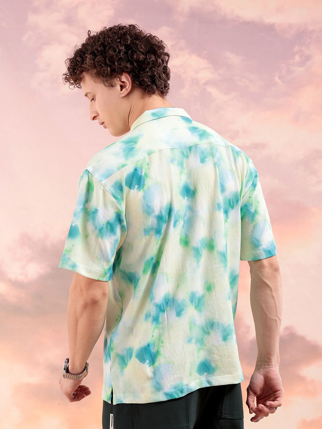 The Indian Garage Co Men Relaxed Fit Abstract Print Textuted Resortwear Shirt
