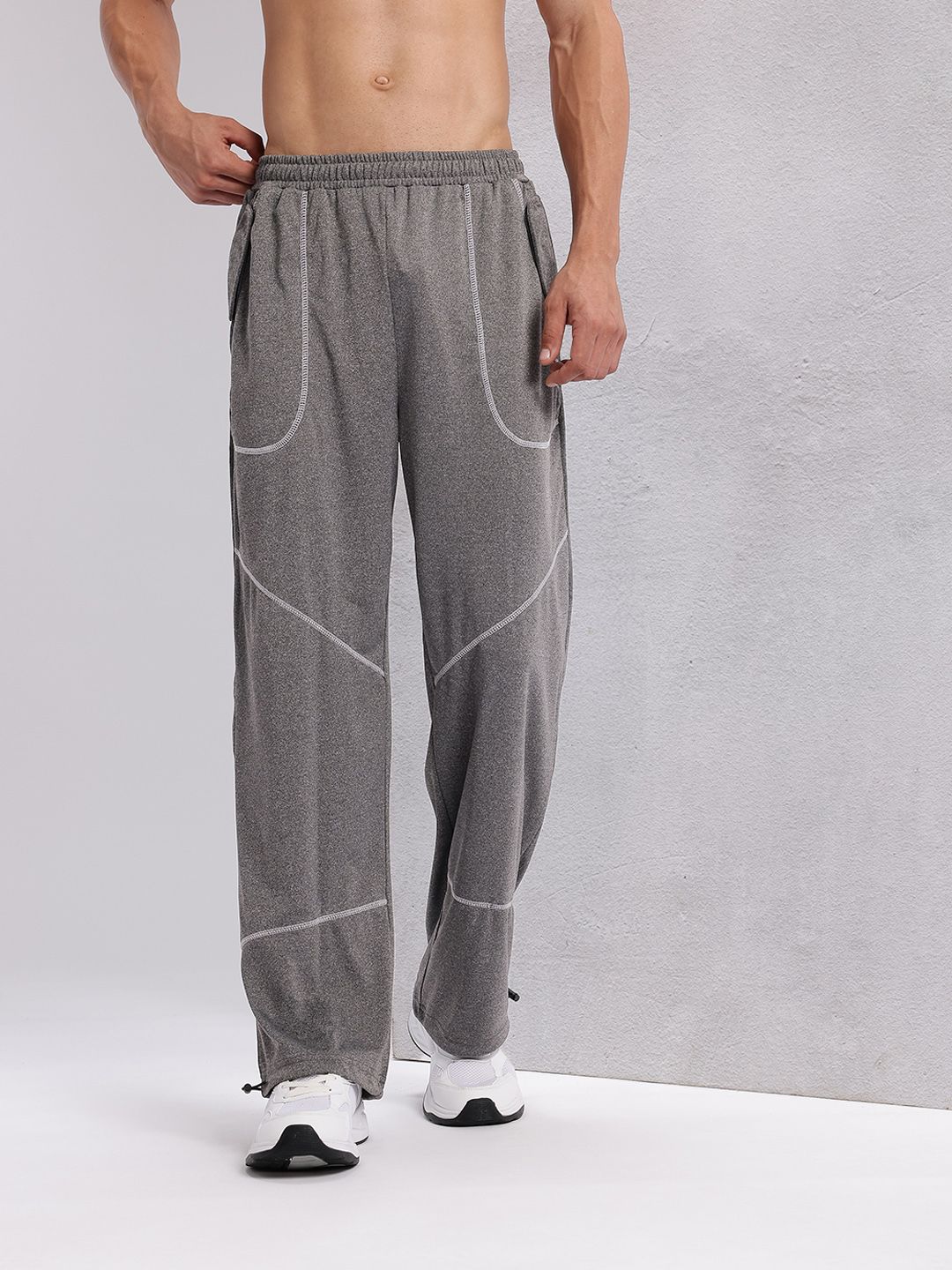 HRX by Hrithik Roshan Men Contrast Stitch Rapid-Dry Toggle Hem Training Track Pants