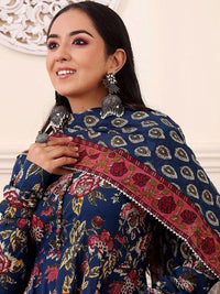 KALINI Women Floral Printed Regular Kurta with Trousers & With Dupatta