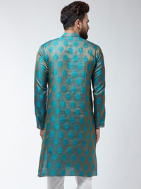 SOJANYA Men Teal & Beige Sulam Kurta Lurus
