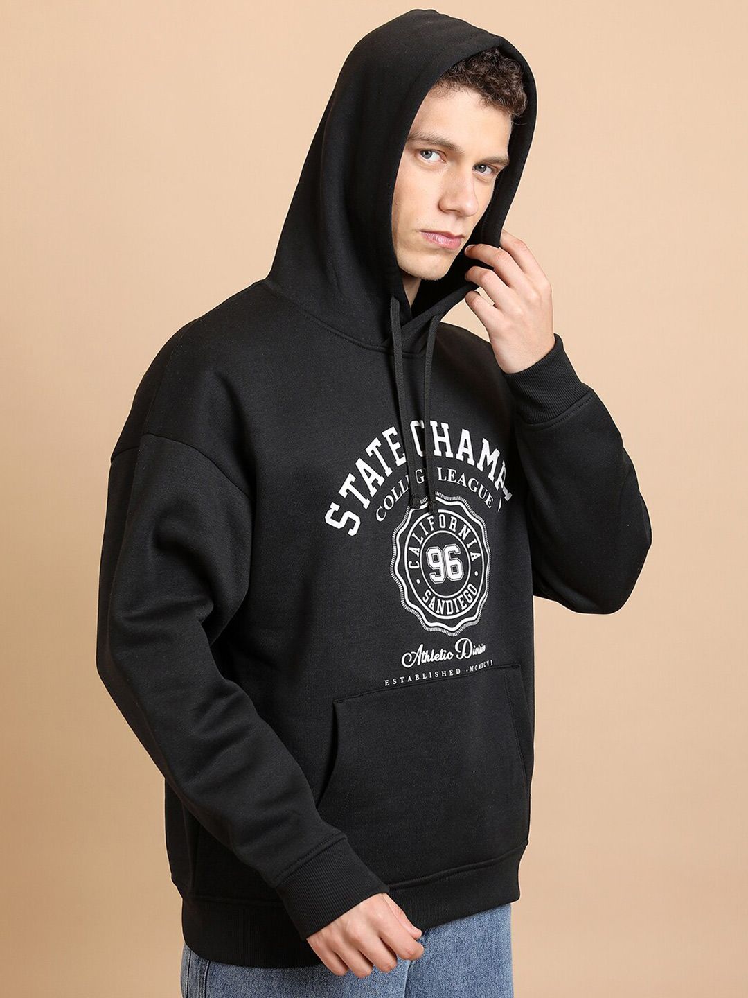 HIGHLANDER Typography Printed Hooded Oversized Sweatshirt