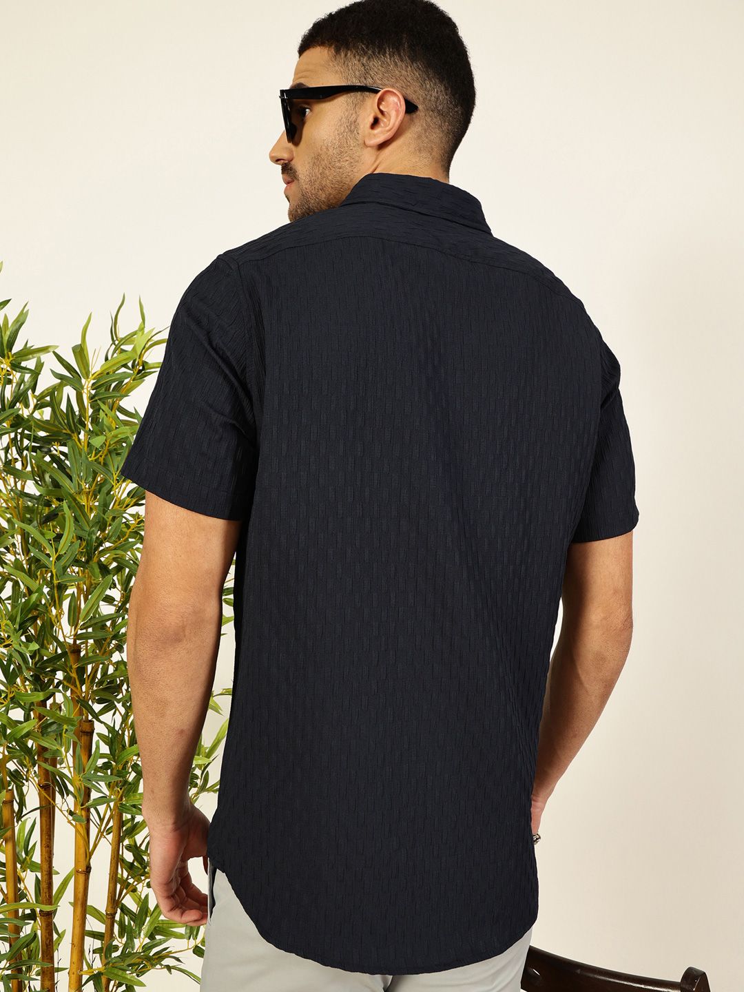 Thomas Scott Men Premium Spread Collar Textured Casual Shirt