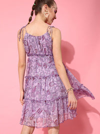 STREET 9 Women Elegant Lavender Floral Dress