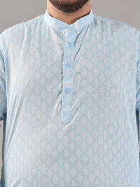 SOJANYA PLUS Plus Size Lelaki Motif Etnik Bercetak Kolar Jalur Kurta Lurus Dengan Piyama