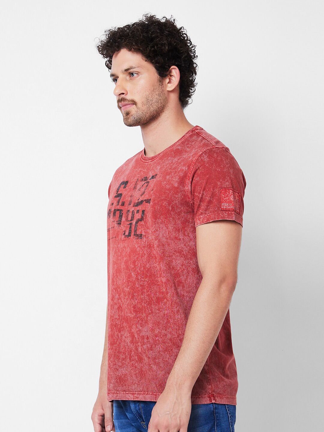 SPYKAR Round Neck Typography Printed Cotton Slim Fit T-shirt