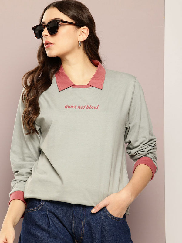 DILLINGER Typography Printed Polo Collar Oversized Pure Cotton T-shirt
