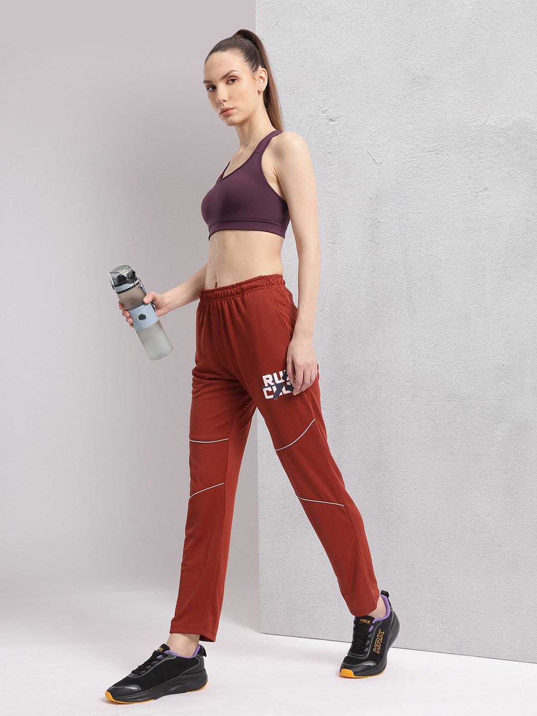 HRX by Hrithik Roshan Women Typography Printed Rapid-Dry Running Track Pants
