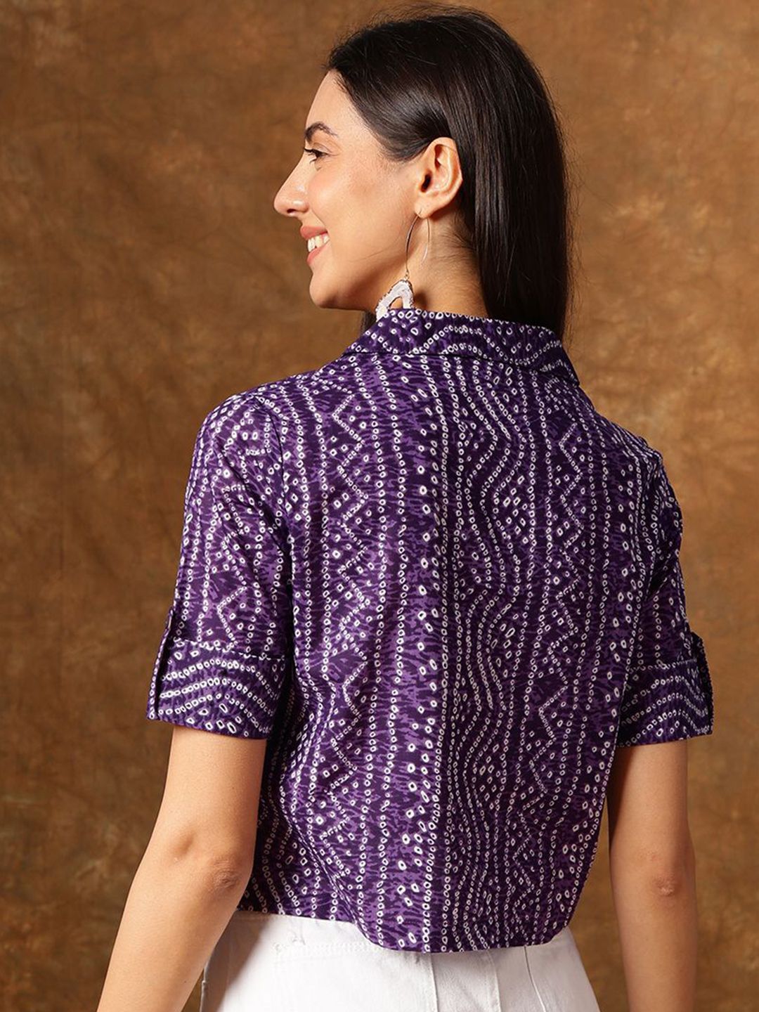 Anouk Women Geometric Printed V-Neck Cotton Top