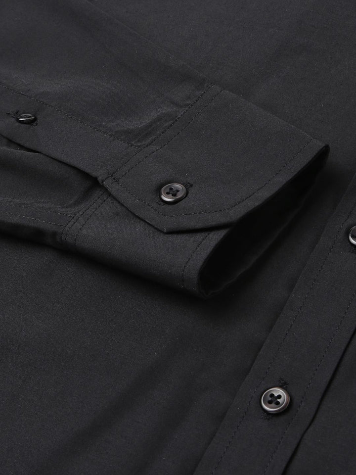 Hancock Men Black Black Slim Formal Shirt