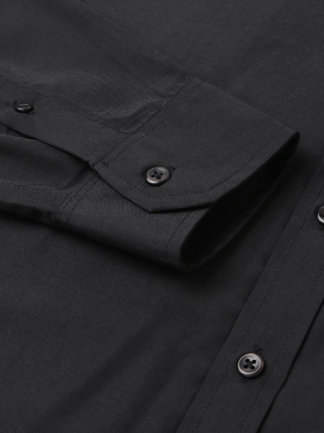 Hancock Men Black Black Slim Formal Shirt
