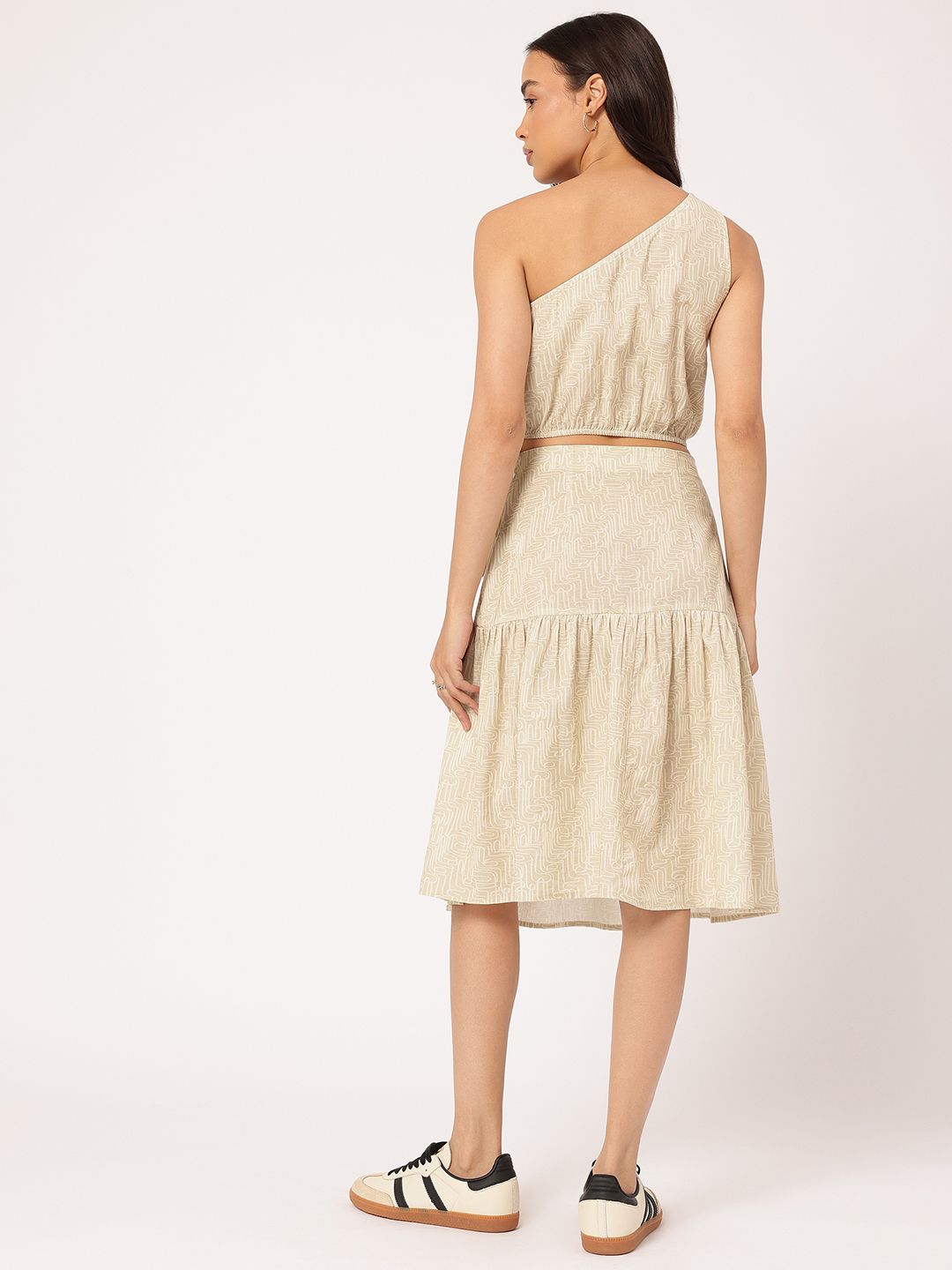 DressBerry Adorable Allure One-Shoulder Tie-Up Printed Co-Ords