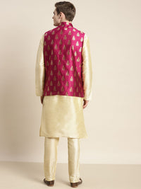 SOJANYA Men Kurta with Churidar & Woven Design Nehru Jacket