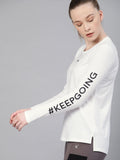 HRX by Hrithik Roshan Women White Solid Round Neck T-shirt