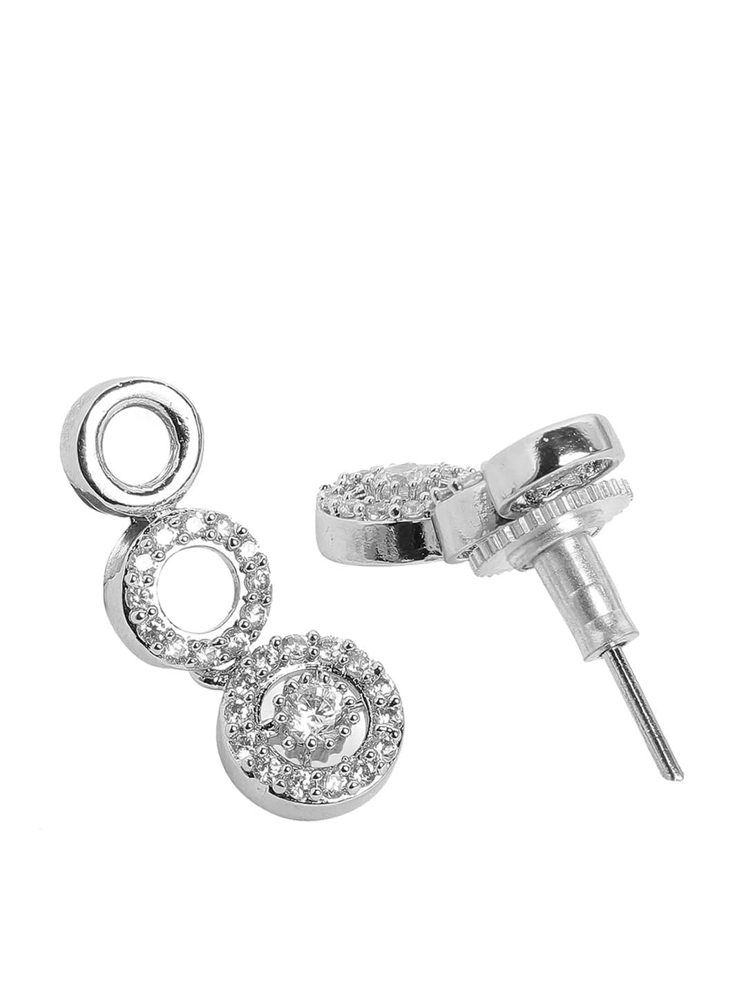 Rubans Rodium-Plated Cubic Zirconia-Studded Minimal Statement Jewellery Set