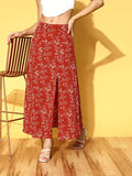 Berrylush Gorgeous Red Floral Peekaboo Bottom Skirt