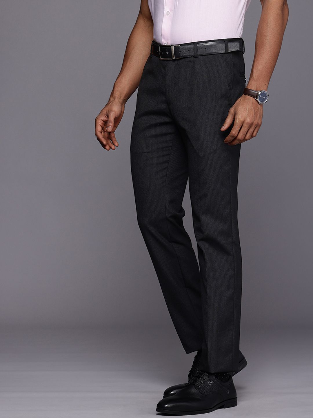 Raymond Men Striped Slim Fit Trousers