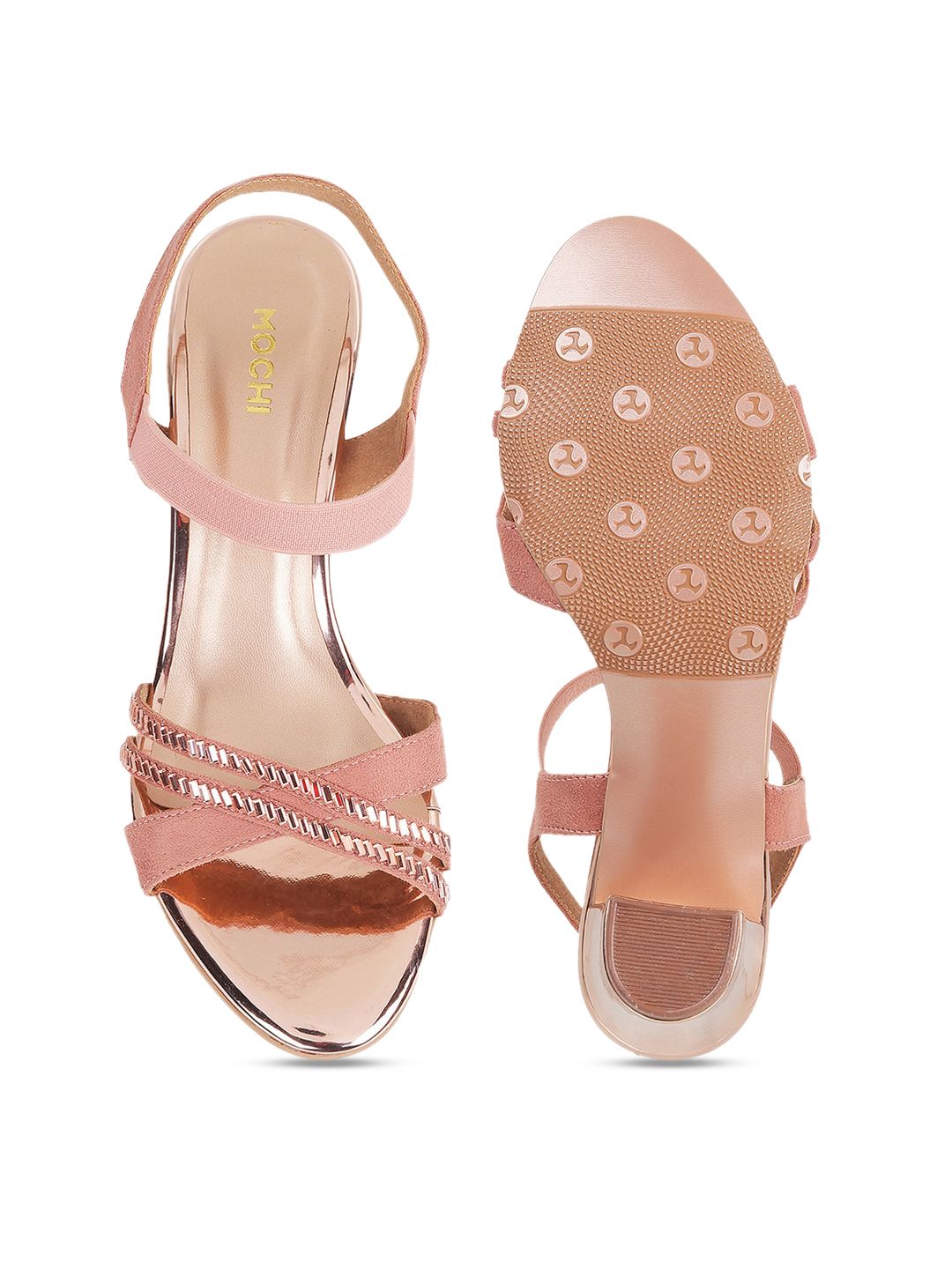 Metro Gold-Toned Block Sandals