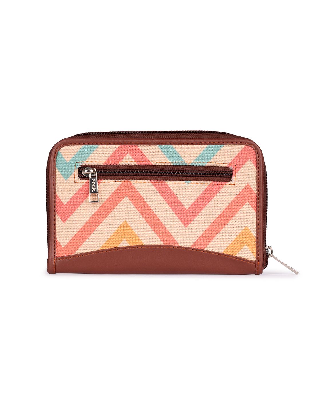 ZOUK Women Multicoloured Printed Vegan Leather Zip Around Wallet