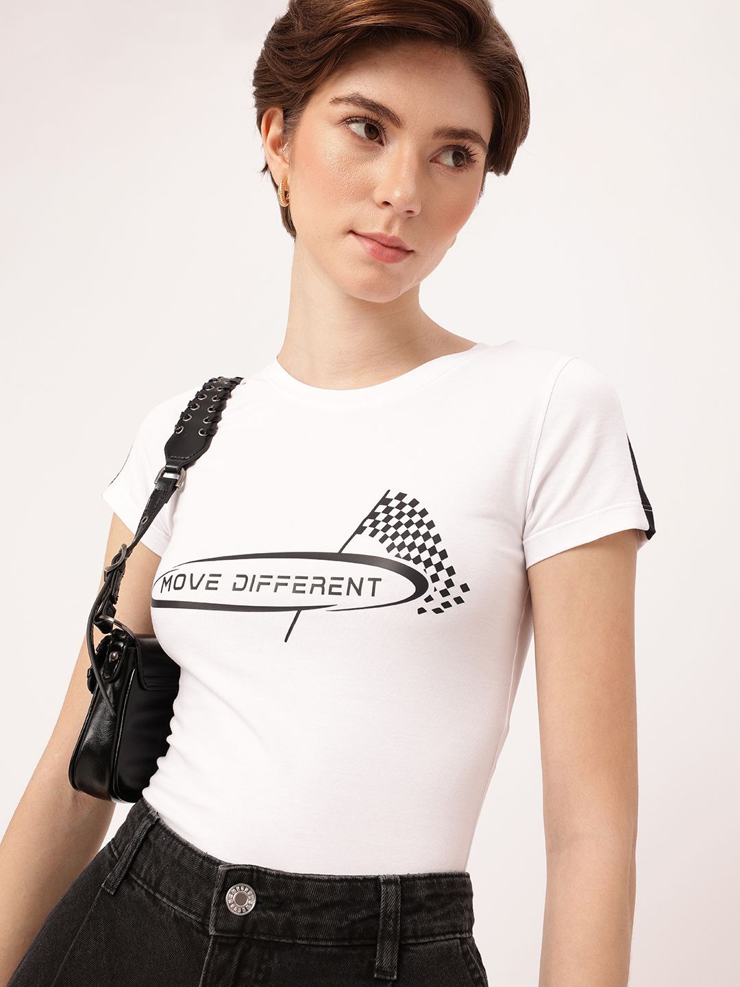 DressBerry Street Swagger Printed Casual Crop T-shirt