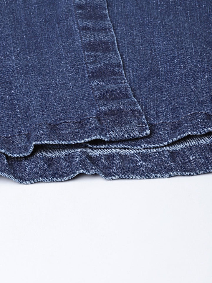 SASSAFRAS Blue Washed Midi Denim Pure Cotton A-Line Skirt