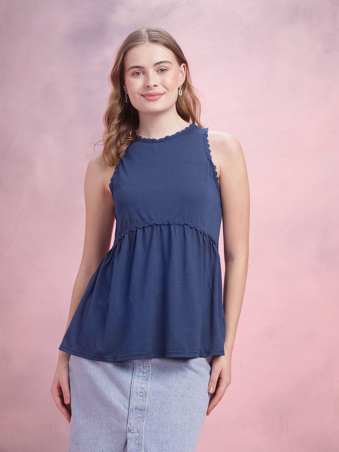 DressBerry Lace Inserts Detail A-Line Top