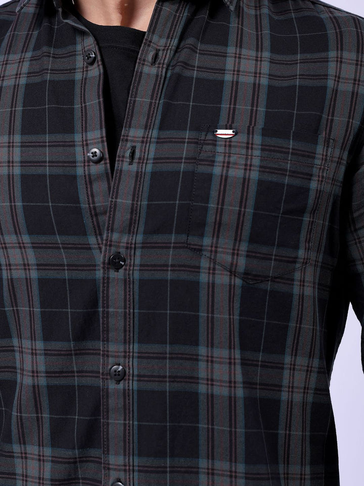 The Indian Garage Co Slim Fit Checked Pure Cotton Casual Shirt