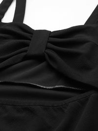 SASSAFRAS Women Black Textured Sheath Midi Dress