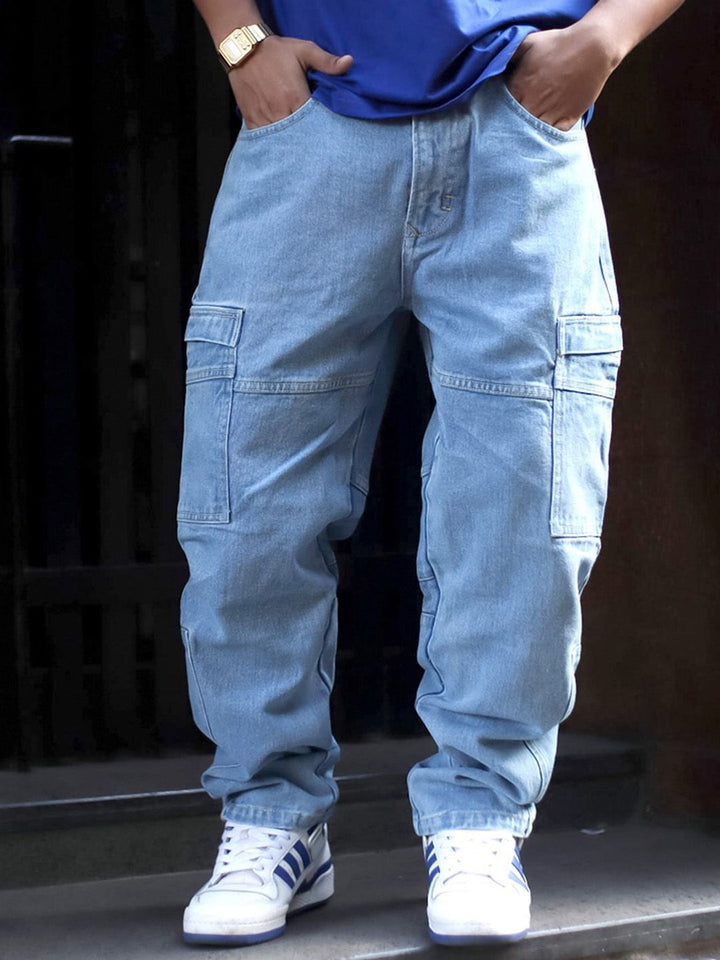 Powerlook Men Boyfriend Fit Mid-Rise Cargo Jeans