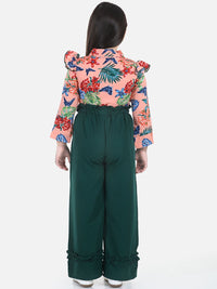 Cutiekins Girls Rust & Green Printed Top with Palazzos