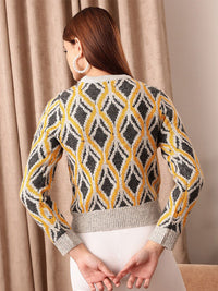 STREET 9 Black & Yellow Cable Knit Crop Pullover