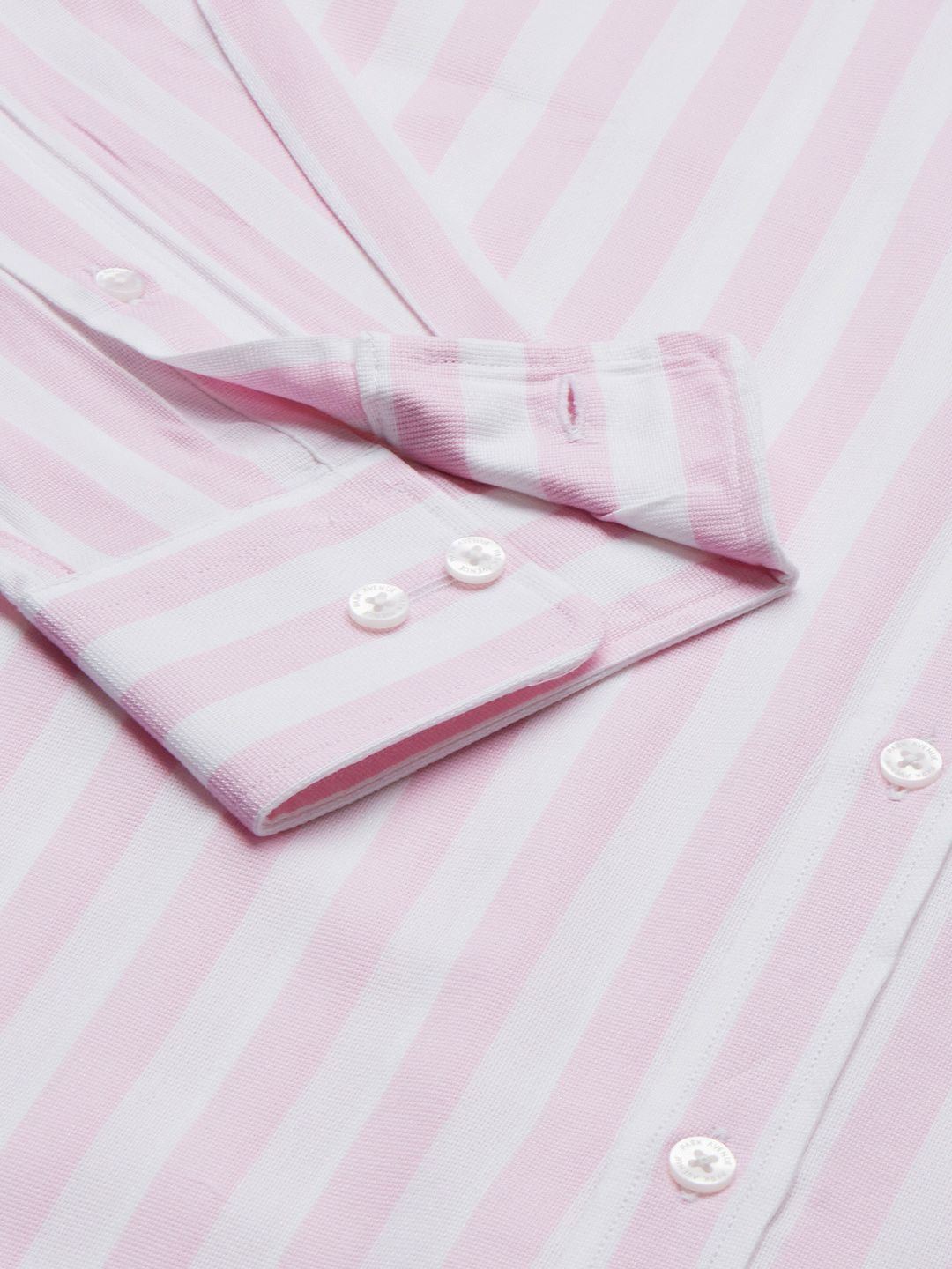 Park Avenue Men White & Pink Slim Fit Striped Formal Shirt